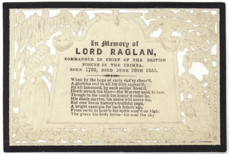 Cartão Memorial em memória de Lord Raglan de English School