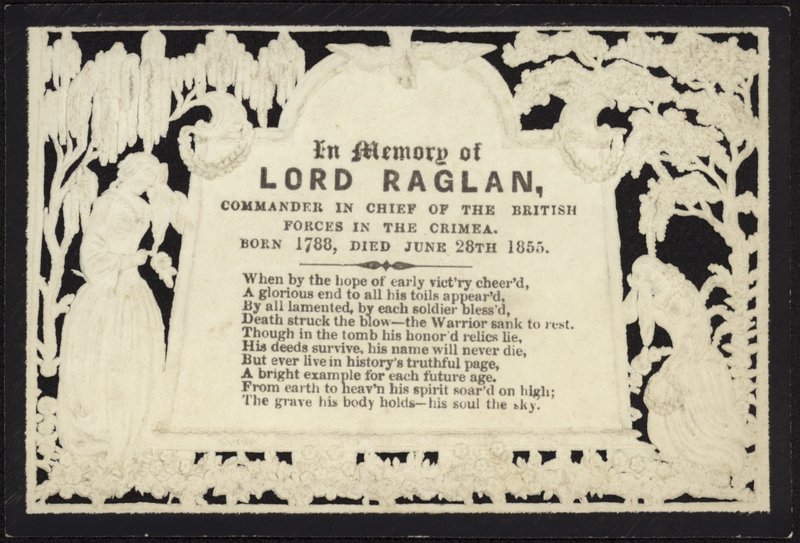 Cartão Memorial em memória de Lord Raglan de English School