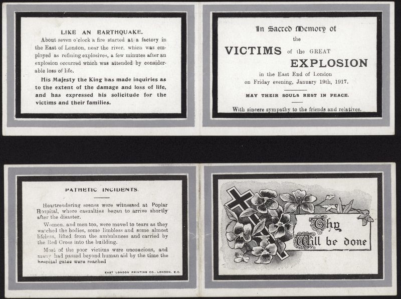 Cartão Memorial em memória sagrada das vítimas da Grande Explosão de English School