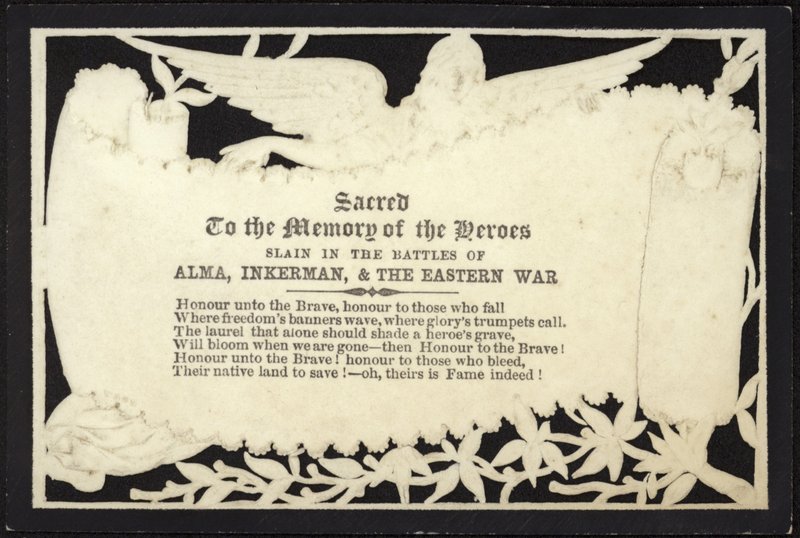 Cartão memorial para a memória dos heróis mortos em guerra de English School