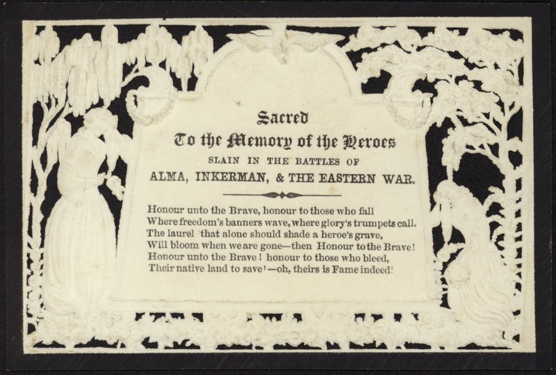 Cartão memorial para a memória dos heróis mortos em guerra de English School