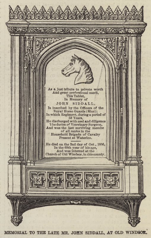 Memorial ao falecido Sr. John Siddall, em Old Windsor (gravura) de English School
