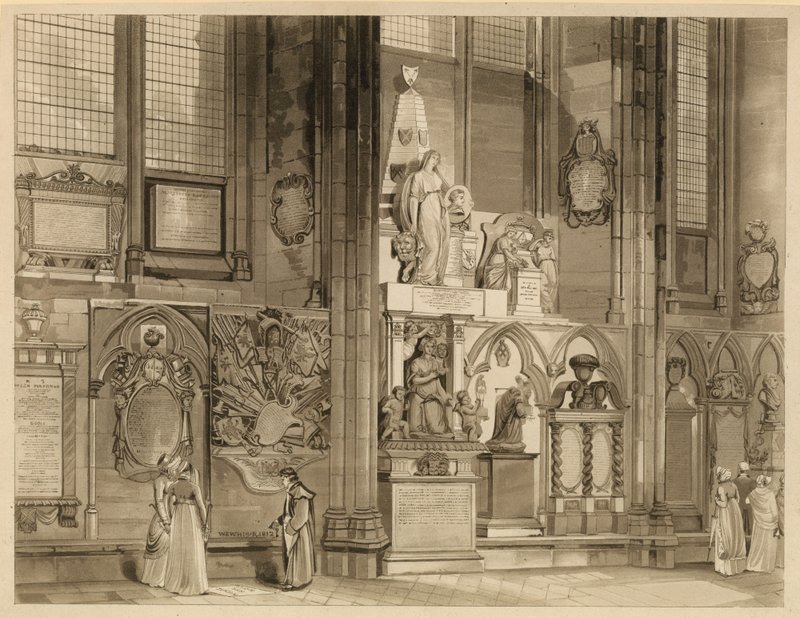 Memoriais e estátuas na Abadia de Westminster, Londres de English School