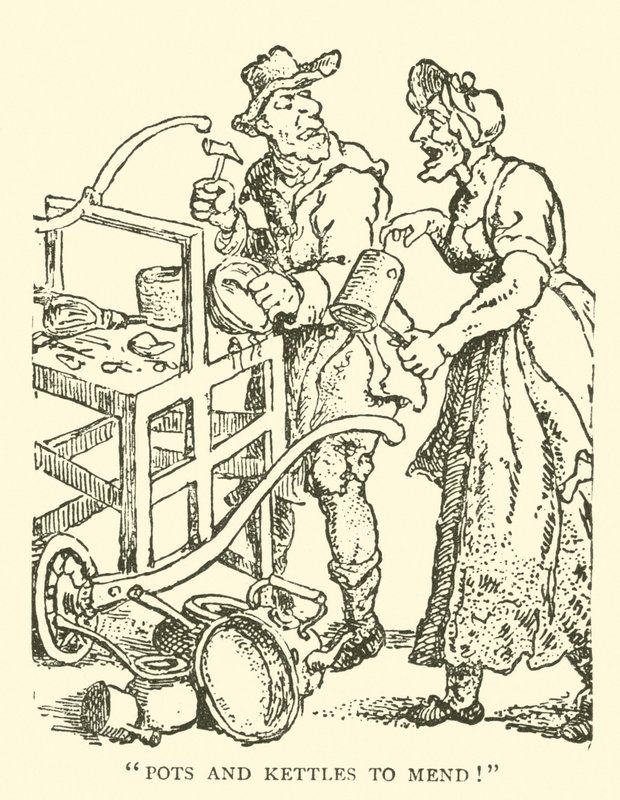 Caixas e chaleiras (xilogravura) de English School
