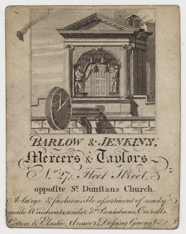 Mercer e Tailor, Barlow & Jenkins, cartão comercial de English School
