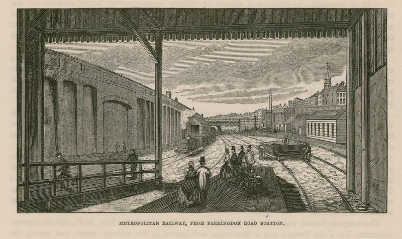 Ferrovia metropolitana da estação Farringdon Road de English School
