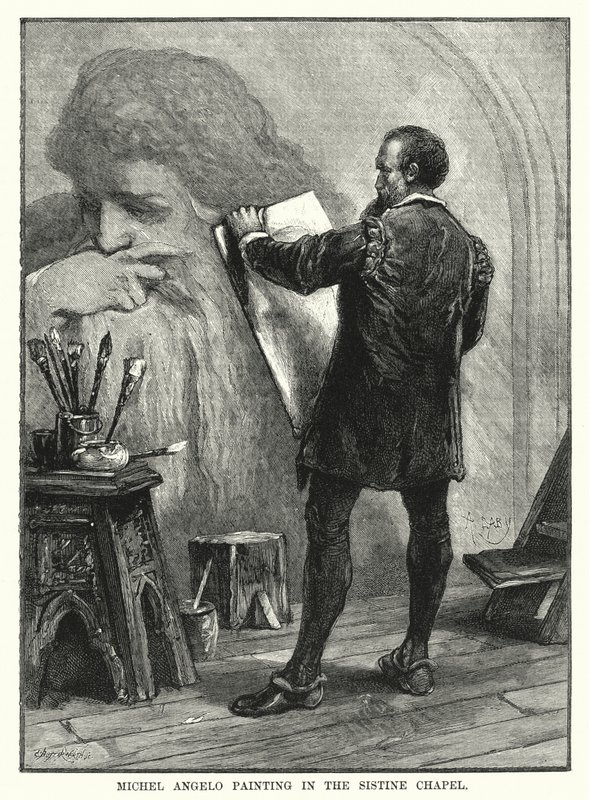 Pintura de Michel Angelo na Capela Sistina (gravura) de English School