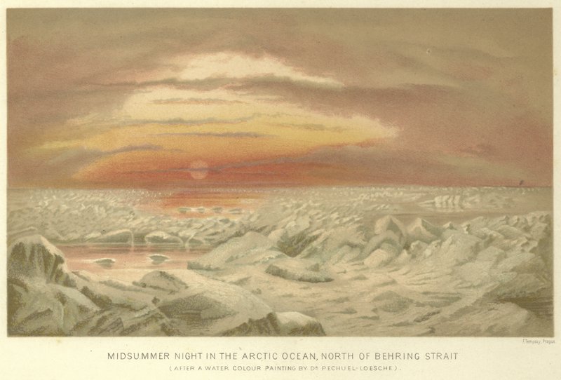 Midsummer Noite no Oceano Ártico, ao norte do Estreito de Behring de English School