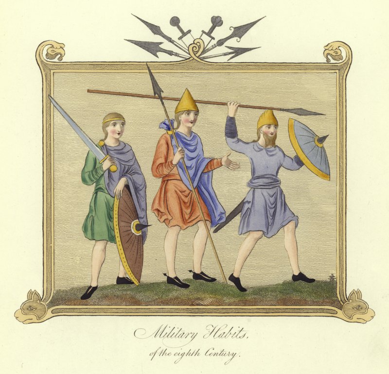 Trajes militares do século VIII de English School
