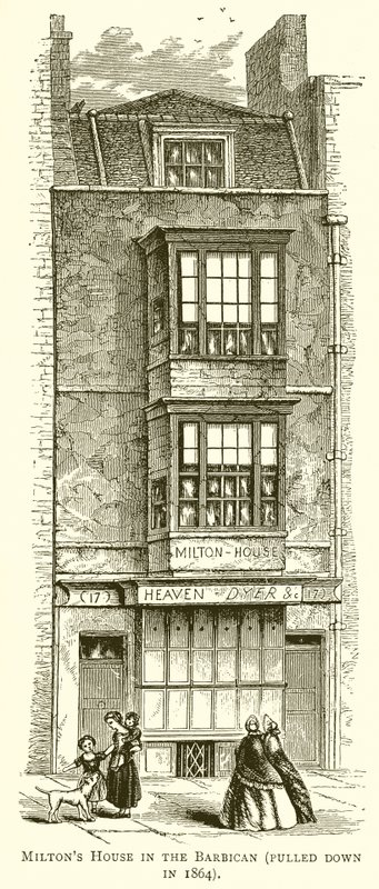 Miltons House no Barbican (puxado para baixo em 1864) de English School