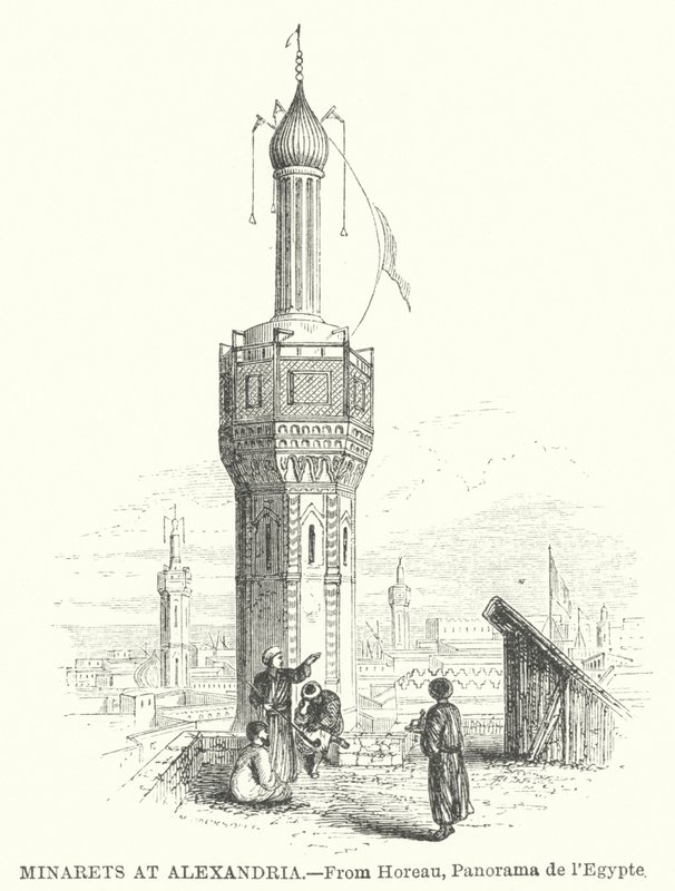 Minaretes em Alexandria (gravura) de English School