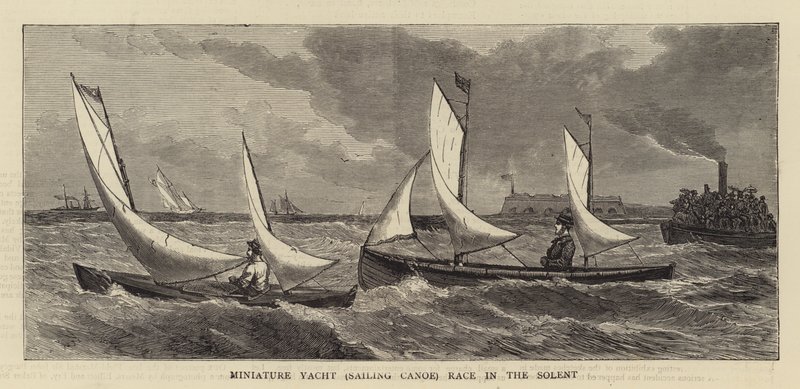 Regata de Iate Miniatura (canoa à vela) no Solent (gravação) de English School