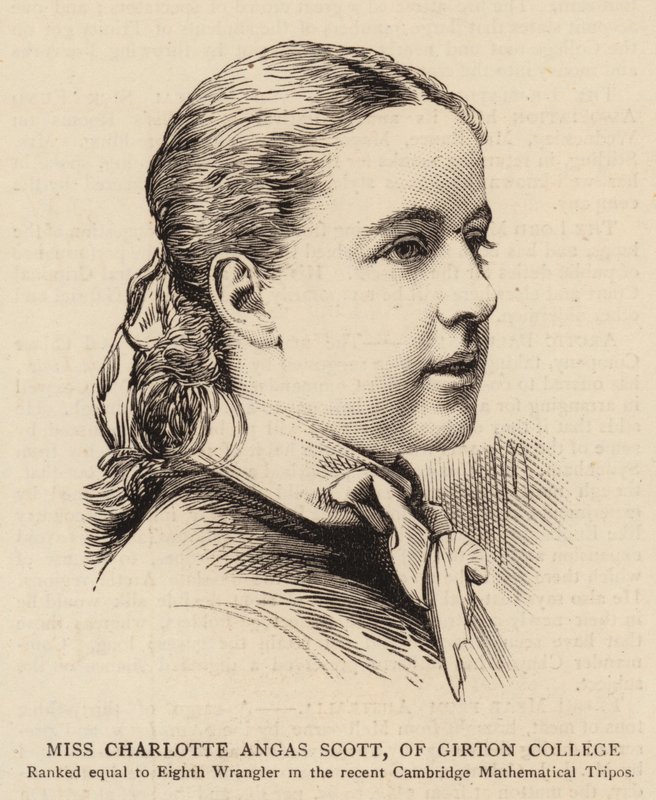 Menina Charlotte Angas Scott, do Girton College (gravura) de English School