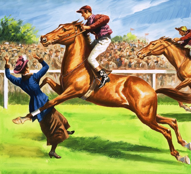 Miss Emily Wilding Davison se matando no dia do Derby de English School