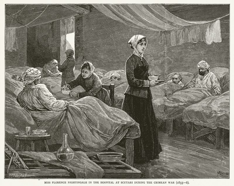 Miss Florence Nightingale no Hospital de Scutari durante a Guerra da Crimeia (1855--6) de English School