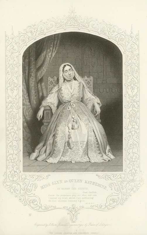 Miss Glyn como a rainha Katherine em Henry the Eighth de English School