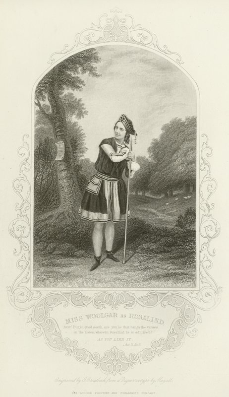 Miss Woolgar como Rosalind, como você gosta, ato III, cena ii de English School