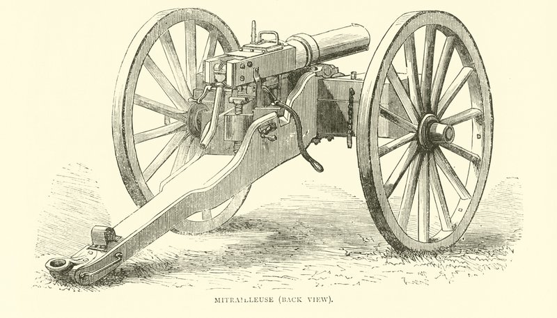 Mitrailleuse, vista traseira, agosto de 1870 de English School