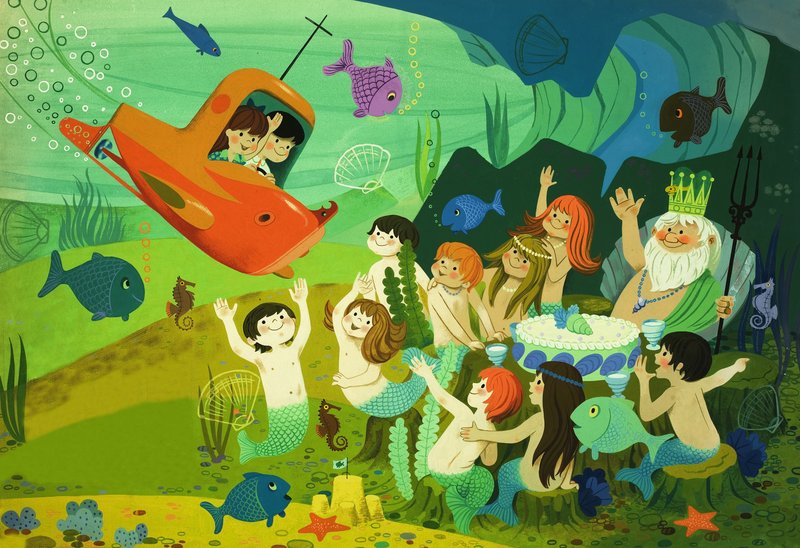 Conto de fadas moderno: submarino e sereias de English School