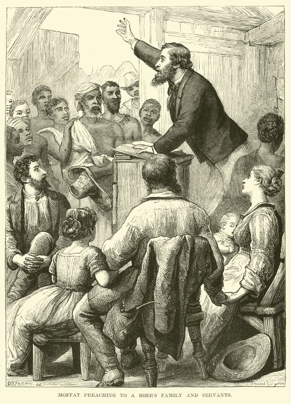 Moffat pregando para uma família de Boers e servos de English School