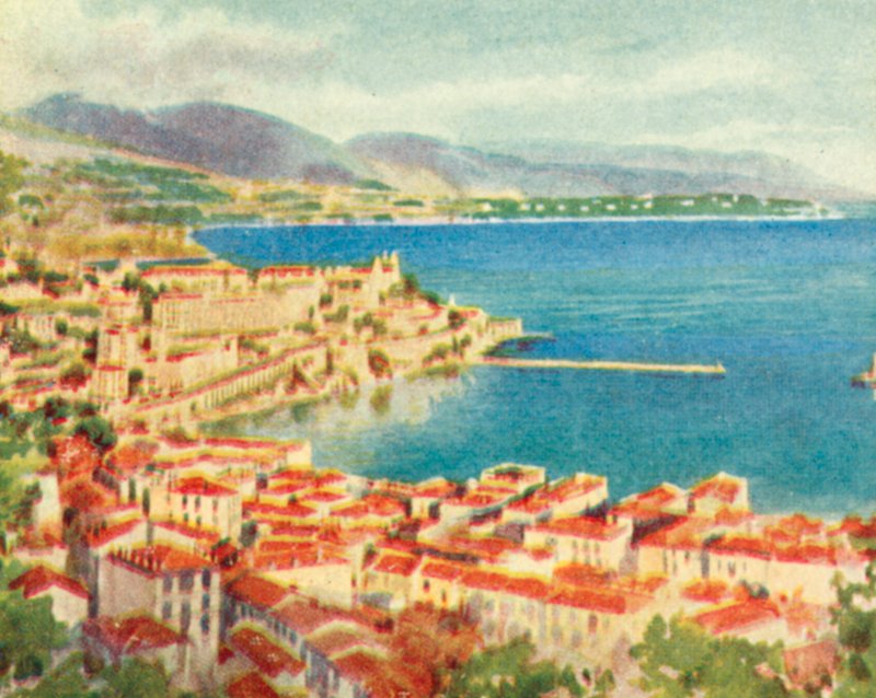 Mónaco, Monte Carlo (litografia a cores) de English School