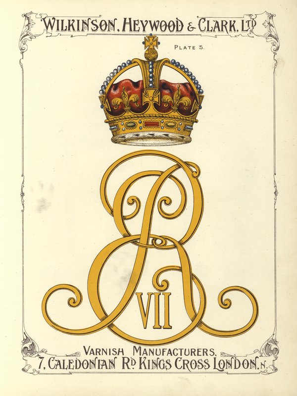 Monograma do Rei Eduardo VII (chromolitho) de English School