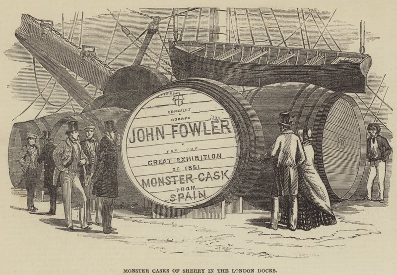 Monster Casks of Sherry in the London Docks (gravura) de English School