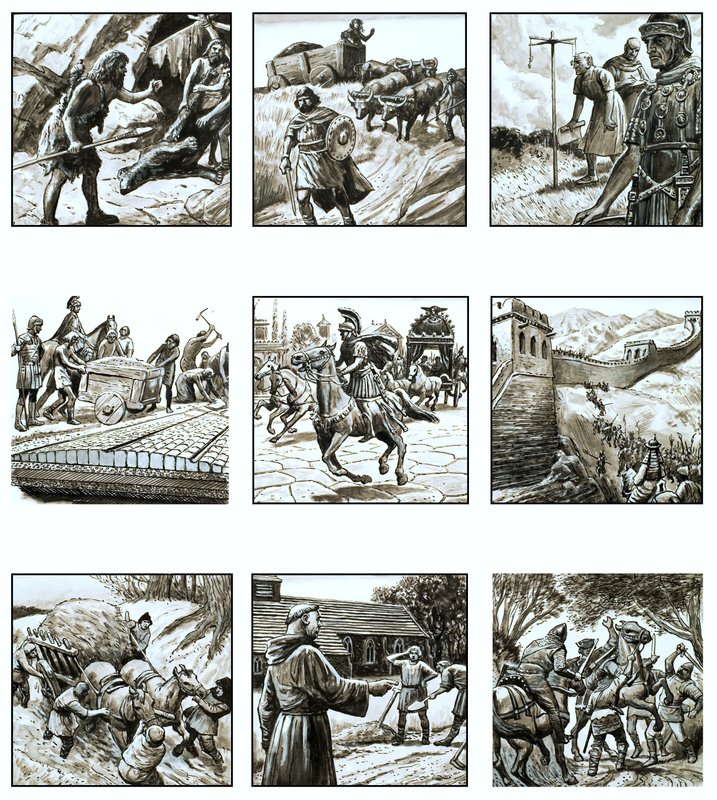 Montagem de fotos sobre a história das estradas de English School