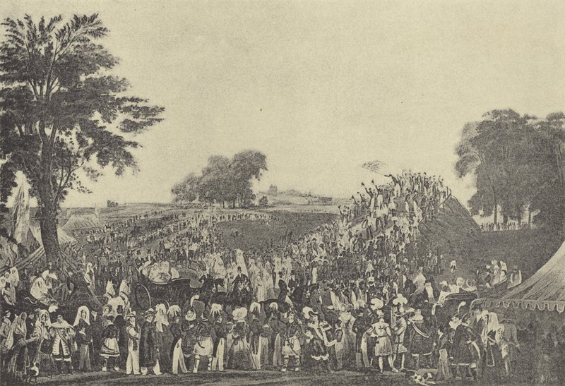 Cerimônia Montem em Salt Hill, 1838 (gravura) de English School