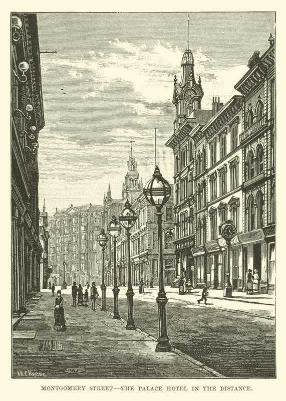 Montgomery Street, o Palace Hotel à distância de English School