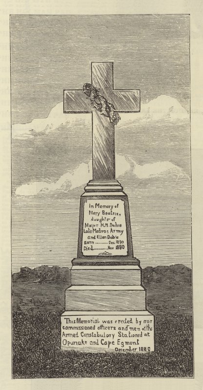 Monumento em Upunka, Nova Zelândia (gravura) de English School