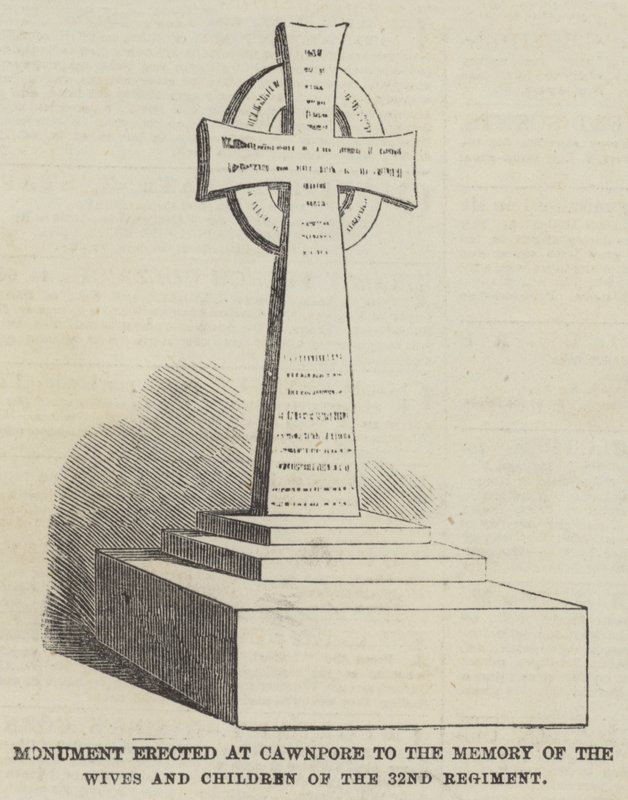 Monumento erguido em Cawnpore à Memória das Esposas e Filhos do 32º Regimento (gravura) de English School