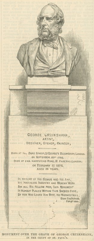 Monumento sobre o túmulo do artista George Cruikshank de English School