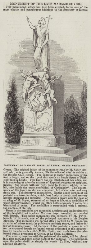 Monumento à Madame Soyer, no Cemitério de Kensal Green (gravura) de English School