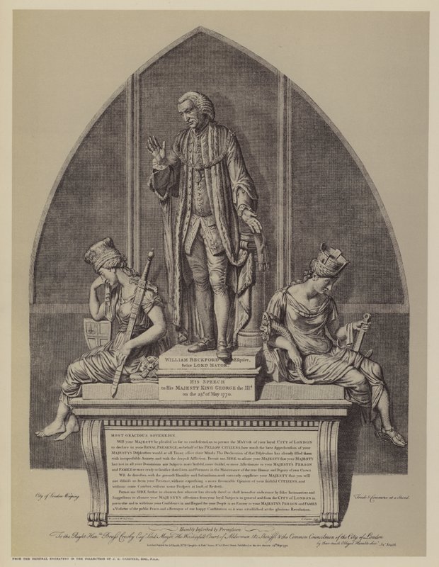 Monumento a William Beckford, duas vezes Lord Mayor de Londres, por John Francis Moore, Guildhall, Cidade de Londres de English School