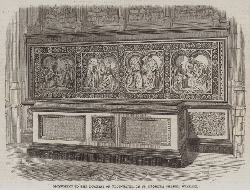 Monumento à Duquesa de Gloucester, na Capela de São Jorge, Windsor (gravura) de English School