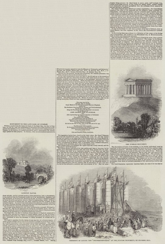Monumento ao falecido Conde de Durham (gravura) de English School