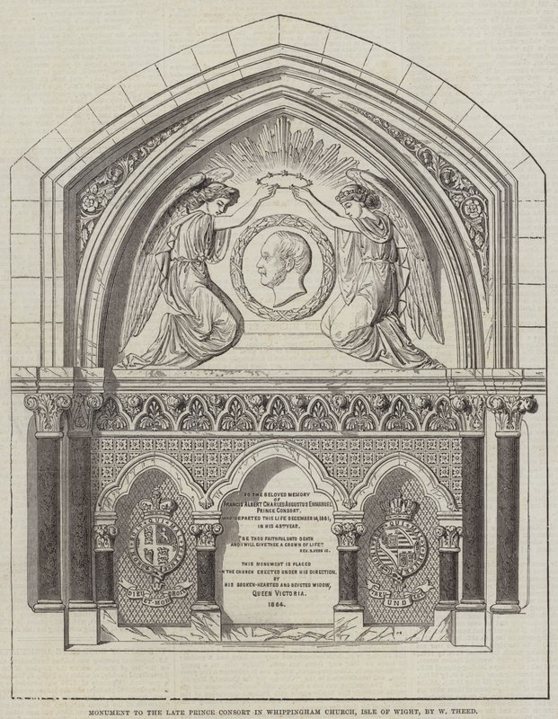 Monumento ao falecido Príncipe Consorte na Igreja de Whippingham, Ilha de Wight, por W Theed (gravura) de English School