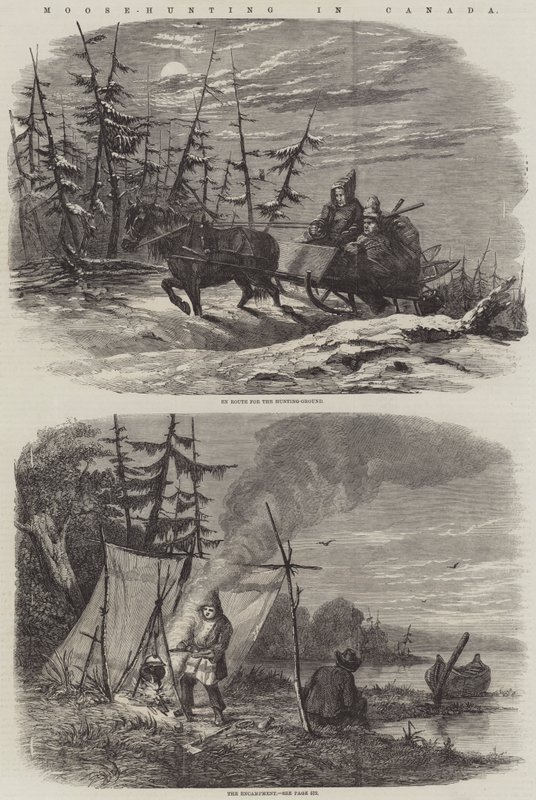 Moose-Hunting in Canada (gravura) de English School