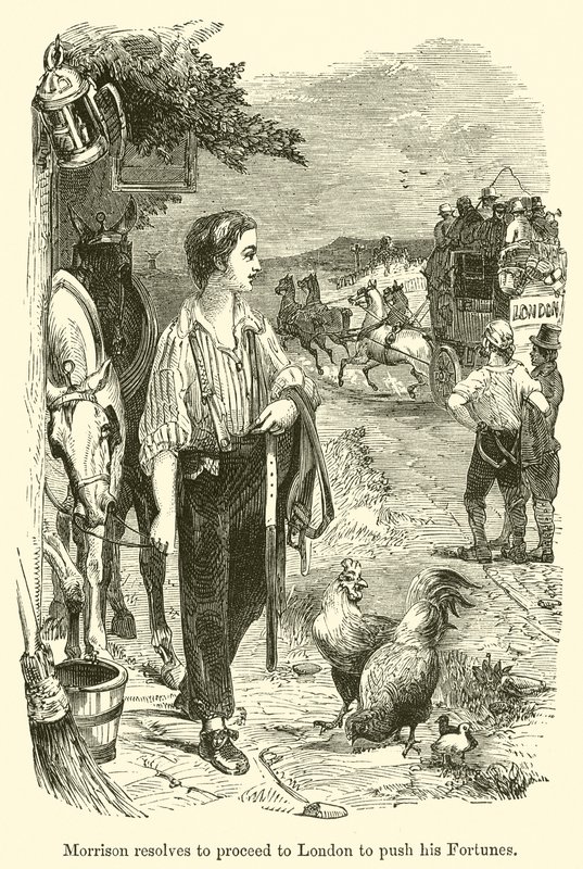Morrison decide ir para Londres para fazer fortuna (gravura) de English School