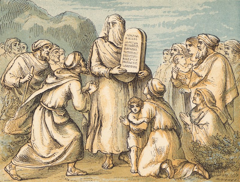 Moses Veiled (gravura colorida) de English School