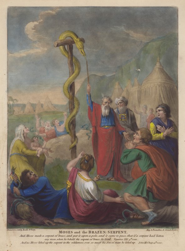 Moisés e a Serpente de Brazen (cor litho) de English School