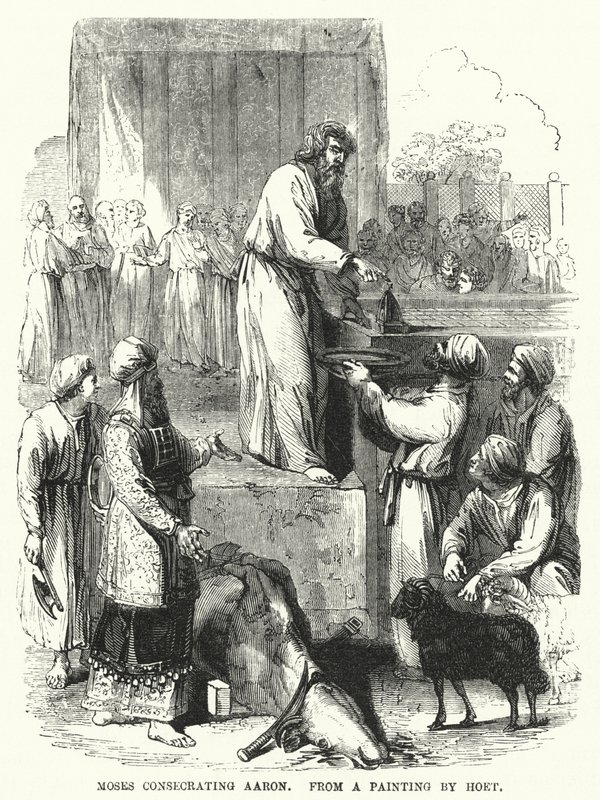 Moisés consagrando Arão, a partir de uma pintura de Hoet (gravura) de English School