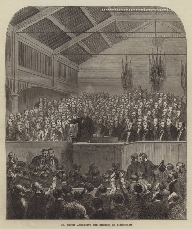 Sr. Bright dirigindo-se aos Eleitores de Birmingham (gravura) de English School