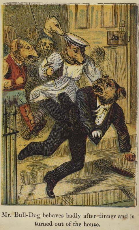 O Sr. Bull-Dog se comporta mal após o jantar e é expulso da casa de English School