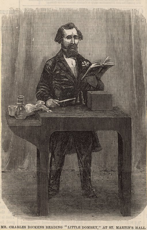 Mr Charles Dickens lendo Little Dombey no St Martins Hall de English School