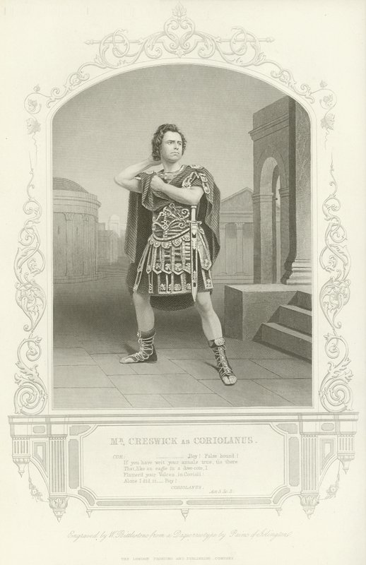 Sr. Creswick como Coriolano, Coriolano, Ato V, Cena III de English School