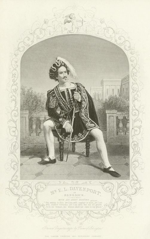 Sr. EL Davenport como Benedick, Muito Barulho por Nada, Ato II, cena iii de English School