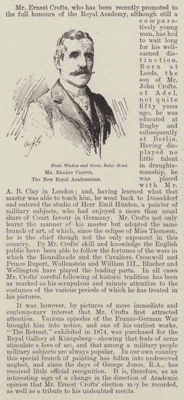 Sr. Ernest Crofts, o Novo Académico Real (gravura) de English School