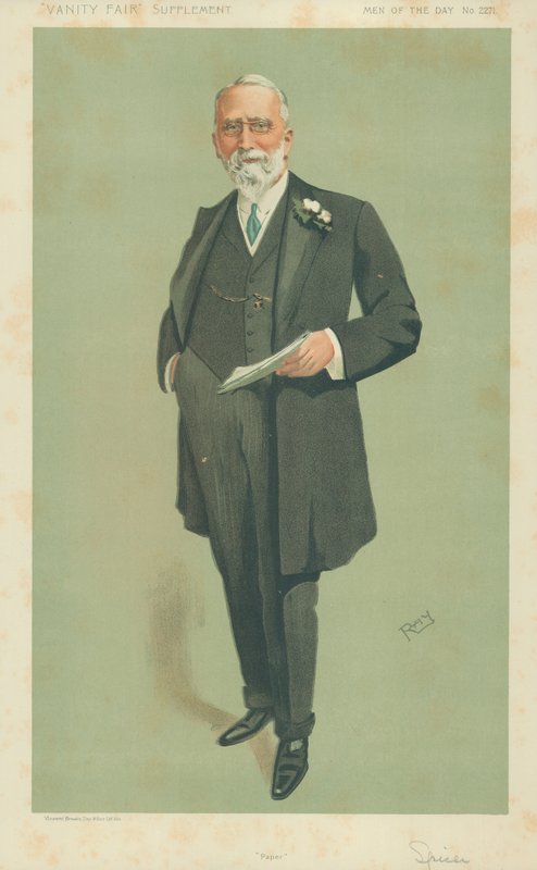 Sr. Evan Spicer, Paper, 8 de maio de 1912, cartoon da Vanity Fair de English School
